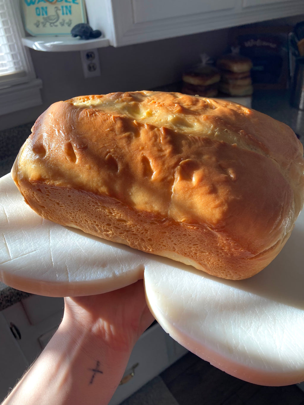 Homemade white bread loaf